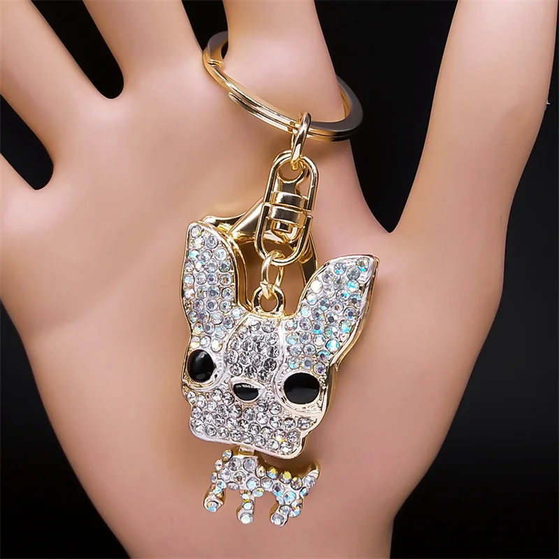 Animal Dog Chihuahua Keyring Holder Rhinestone Alloy Pet Lover Handbag Purse Keychain Car Bag Accessories Jewelry llavero