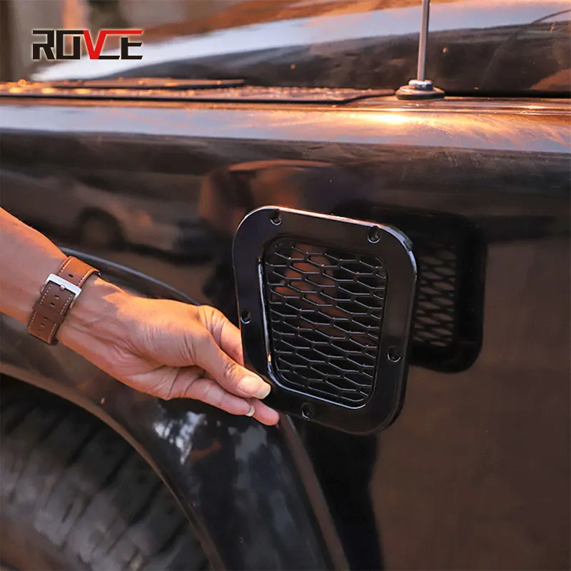 ROVCE-Autocollant de style de grille de trou d'admission de garde-boue de flux d'air d'aération latérale de voiture, ABS noir, Land Rover Defender 90, 110, 2020-2023