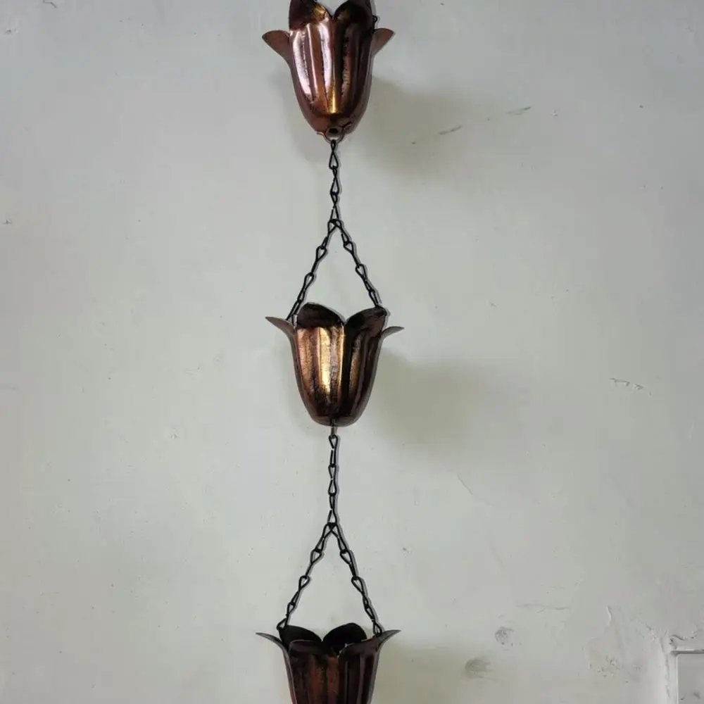 Tulip Shaped Rain Chain Decorative Gutter Downspout Replacement Outdoor Drainage Ornament Garden Patio Landscaping Accessory