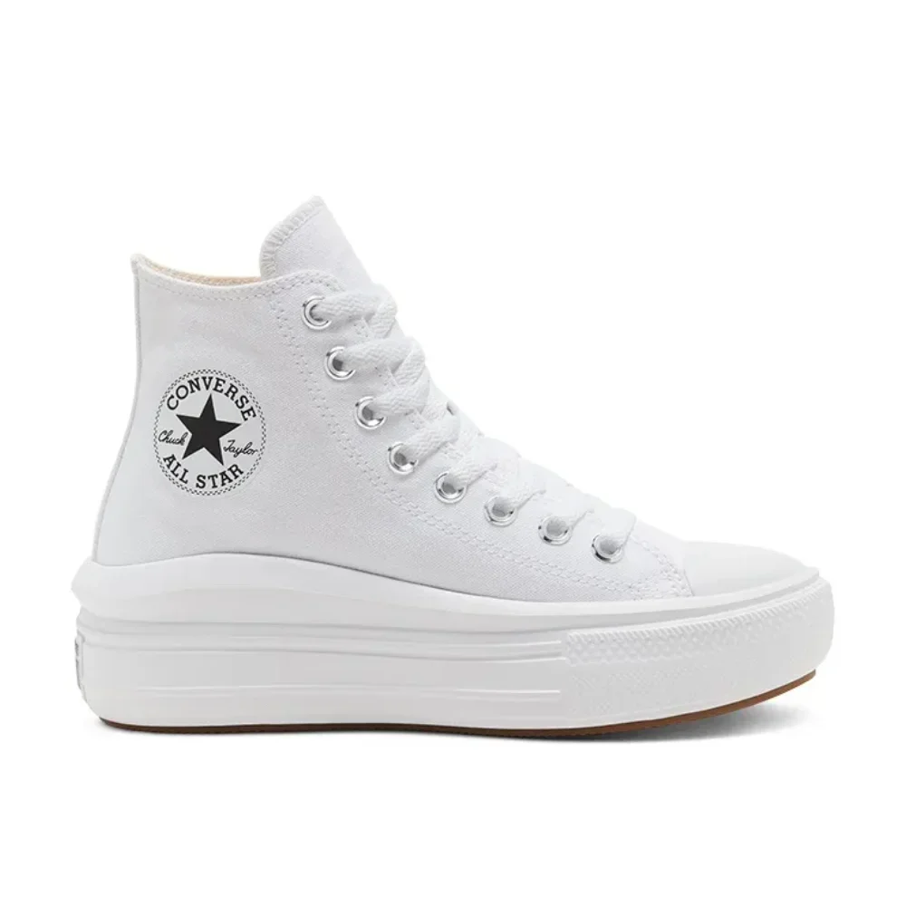 Converse All Star Move High Top Cloud Pattern Thick Sole Anti-slip Wear-resistant High Top Canvas Women's Shoes Pure White