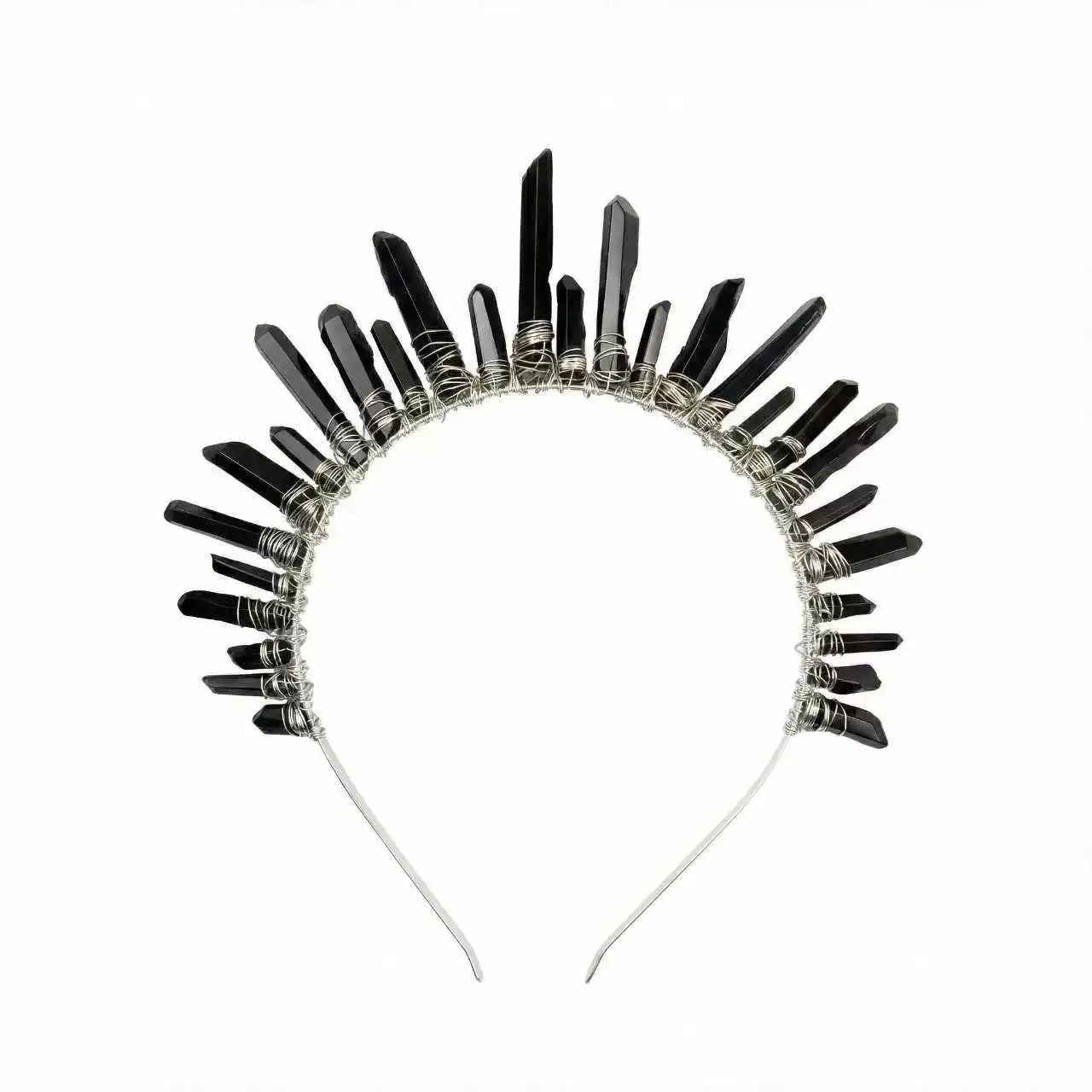 

Raw Crystal Tiara Crown Headband Sun Burst Rhinestone Party Costume Headwear for Women Girls