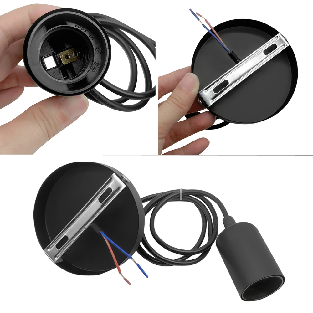 GANRILAND Modern Pendant Llight Holder Black White Basic Lamphoder E26 E27 Led Base Socket 110V 220V Hanging Lighting fixtures
