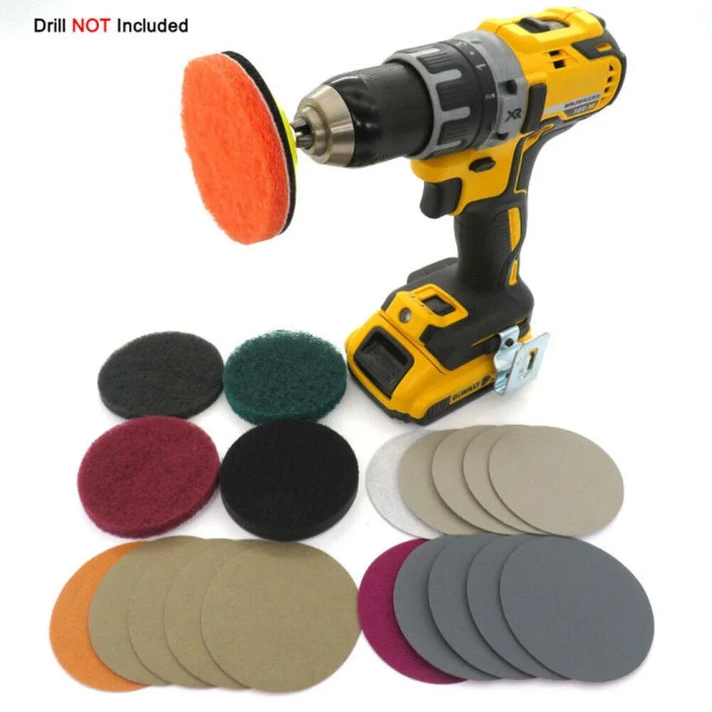 

20Pieces Car Headlight Headlamp Polishing Buffering Scouring Pad Sanding Discs Auto Restoration Kit For Electric Drill