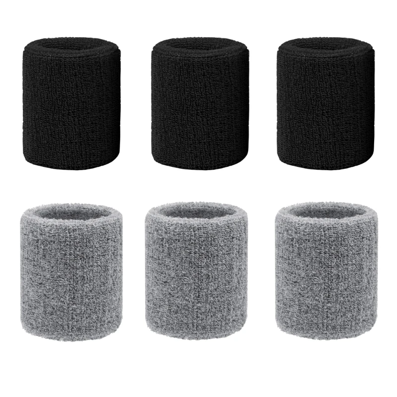 

6PCS Absorbent Sweatband for Athletic, Basketball, Tennis Running Working Out, Sports Wristbands Cotton Sweatbands