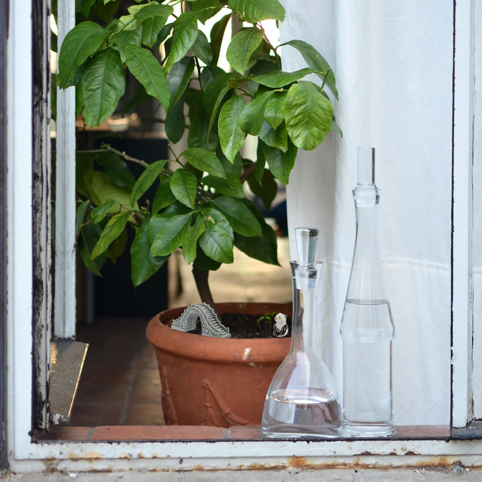 

Stone Bridge Ornaments Miniature Zen Garden Sandstone Craft Model Bonsai Decor Long Lasting Durable Lifelike Design Bright