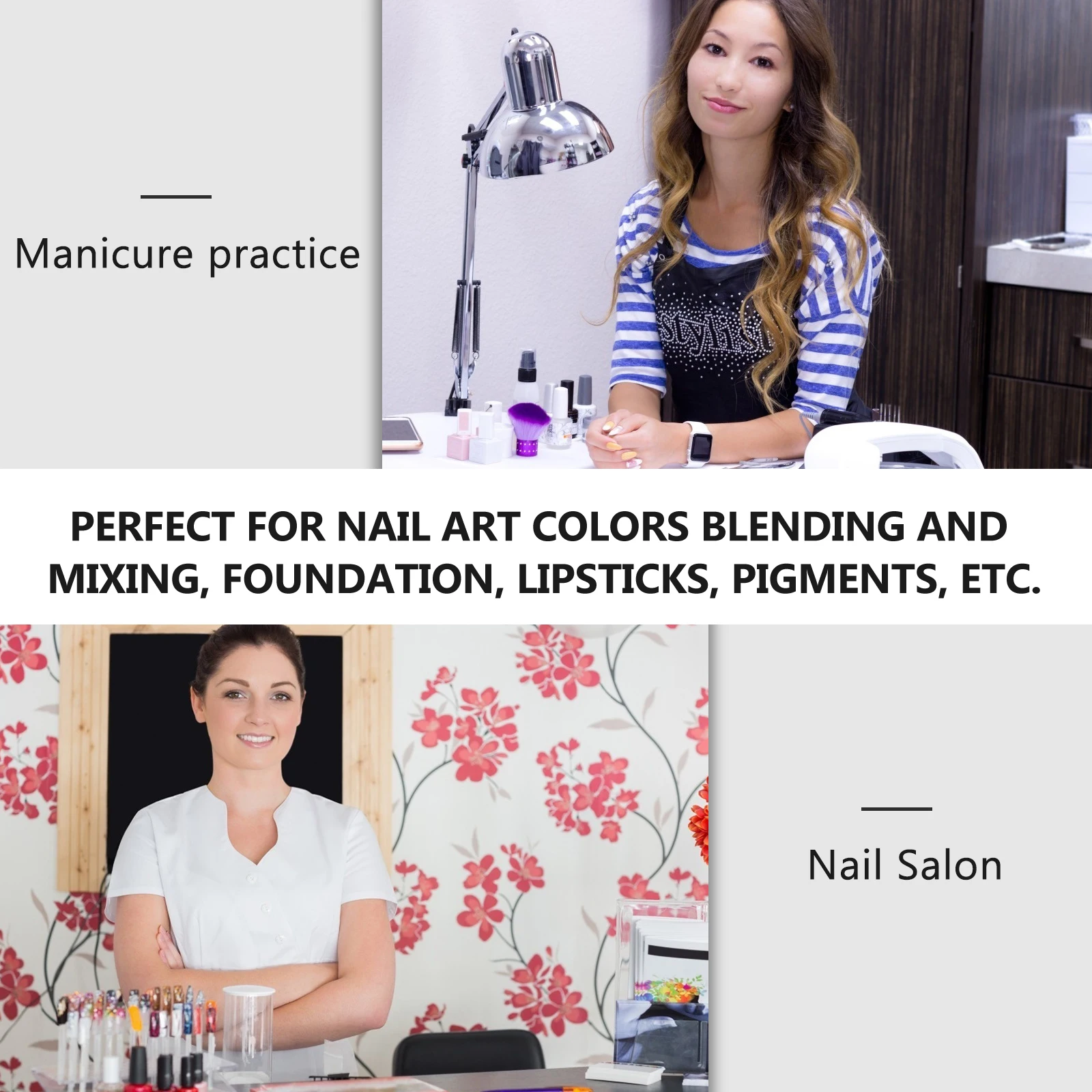 

2pcs Mini Manicure Palette Ring Adjustable Nail Art Ring For Makeup Mixing Flattering Finger Nail Polish Container Tool