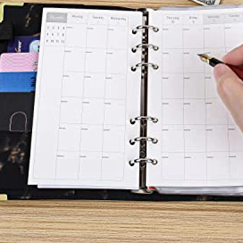 เครื่องผูกงบประมาณ49ชิ้นแฟ้ม PU ลายหินอ่อนสมุดวางแผนงบประมาณพร้อมซองจดหมายแผ่นค่าใช้จ่ายงบประมาณสำหรับการจัดทำงบประมาณ