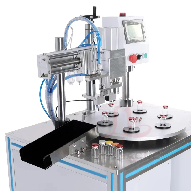 60W Fully Automatic Capping Sealing Machine Indexing Dial Vials Pneumatic Capper Locking Tools for 20MM 15MM 13MM Bottle Caliber