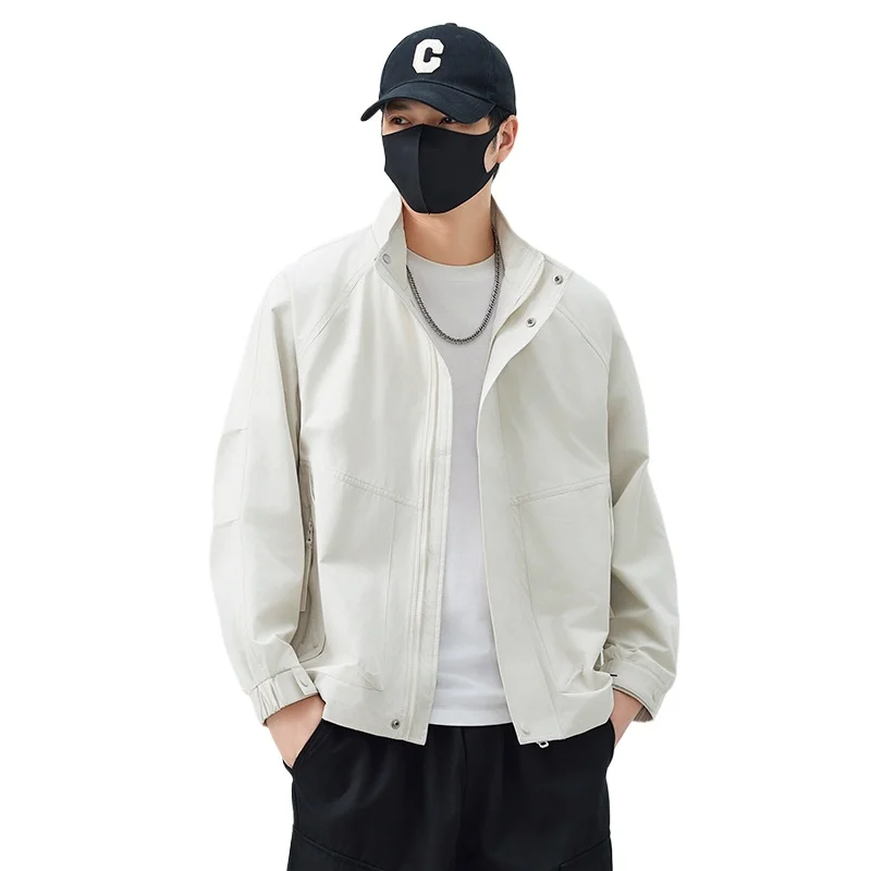 L-5XL100KG Spring Autumn New Men's Coat Youth Casual Versatile Jacket Popular Stand-up Collar Tooling Trendy Men Coat Jackets