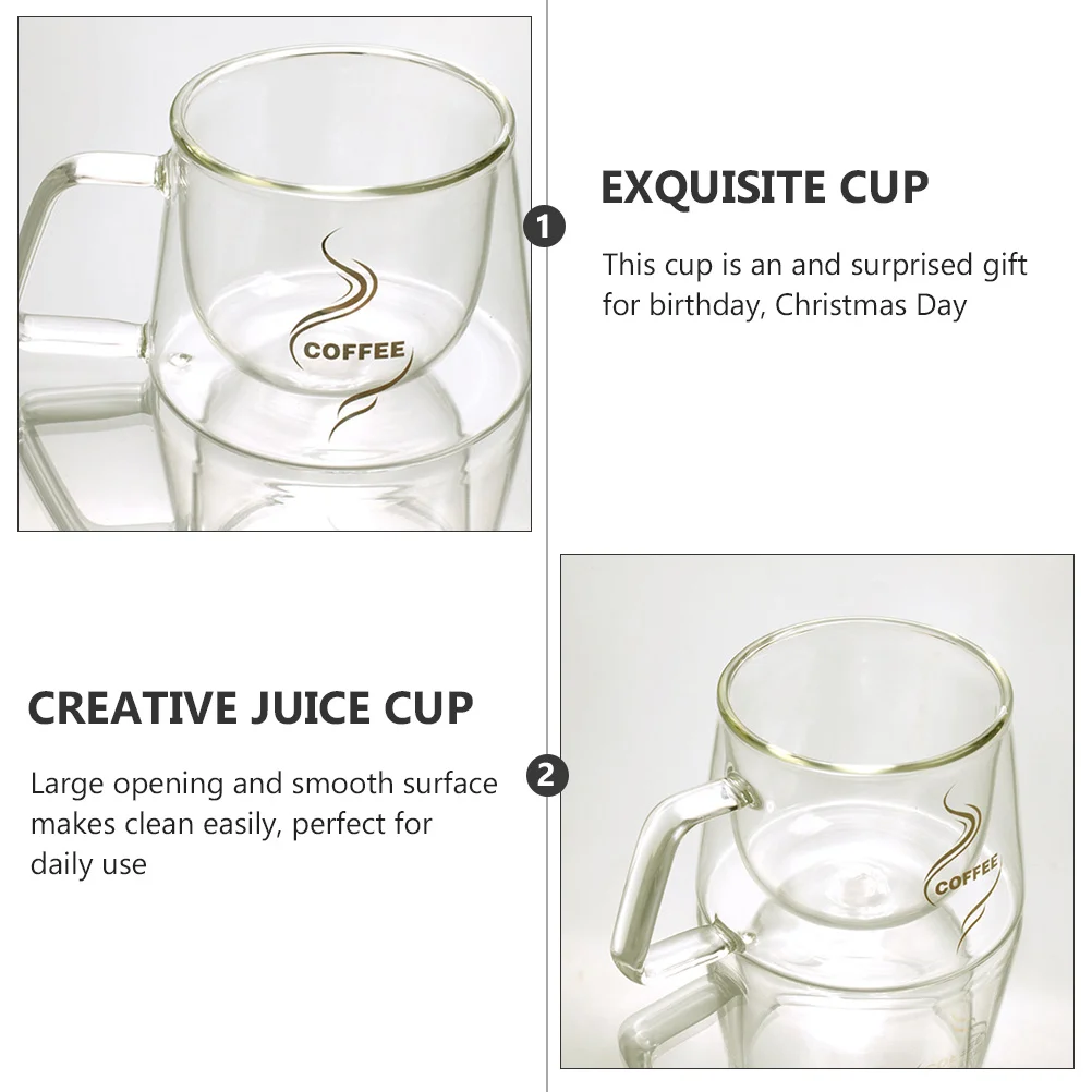 

1Pcs Heat-Resistant Glass Coffee Cup Premium Double Layer Mug for Hot Water Insulation Anti-Scald Smooth Finish Easy Clean