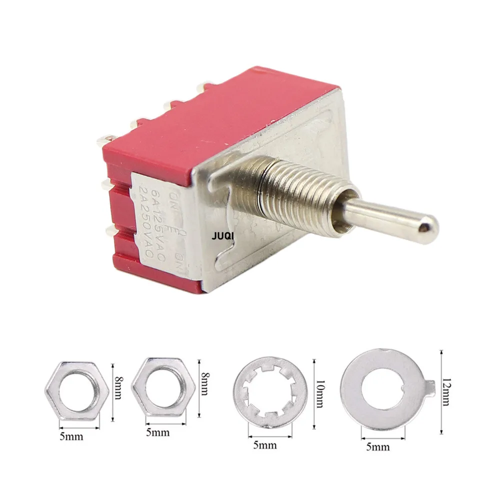 10PCS MTS-403 Red 6MM Toggle Switch Mini 12PIN Switches 2 /3 Position Latching Switch MTS-402 SPDT ON-OFF -ON Waterproof Cap