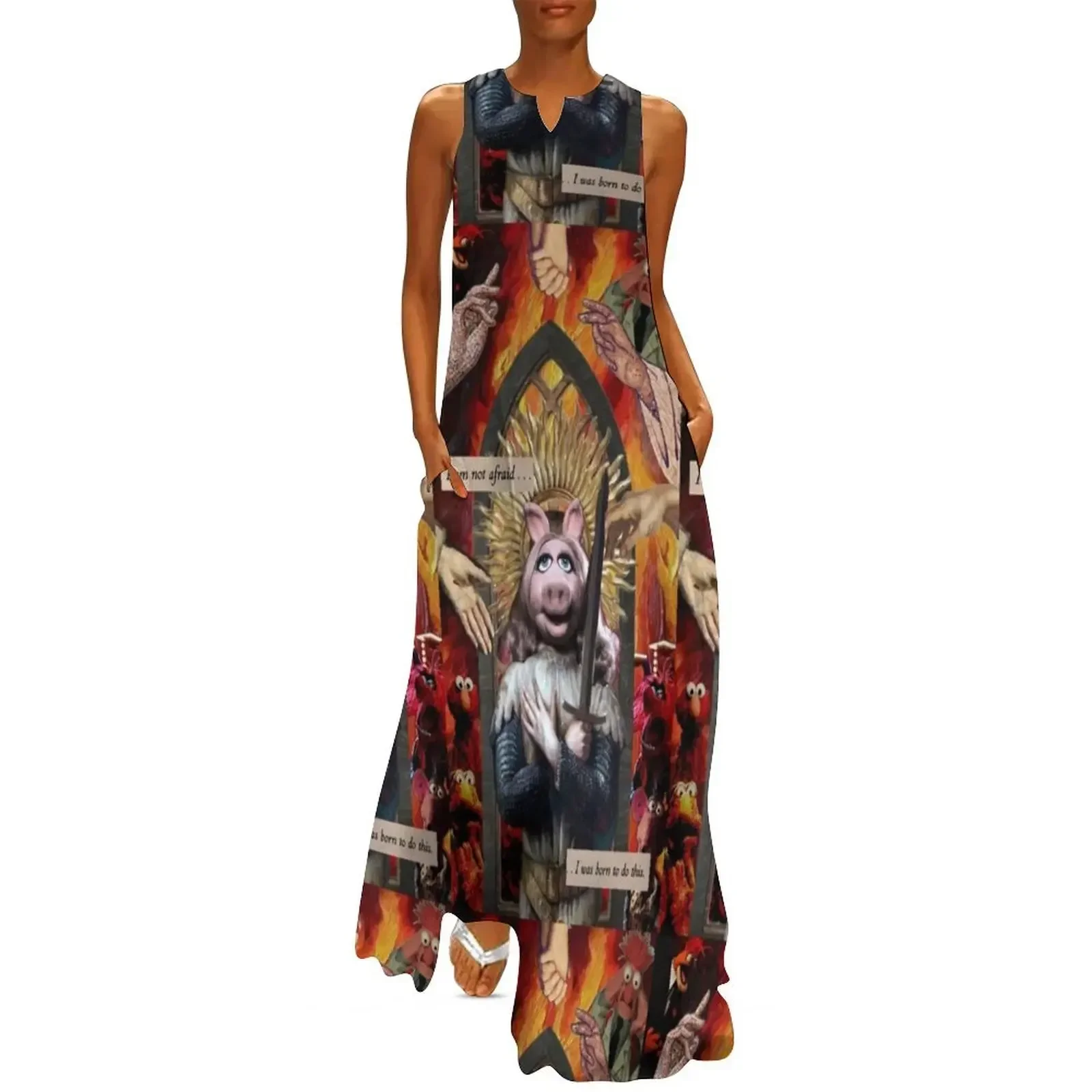 

Saint Piggy of Arc // Muppet Collage Long Dress Summer skirt Dress