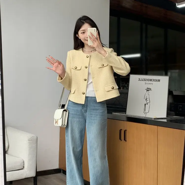 Żakiet tweedowy ciemnoczerwony damski wiosenny asymetryczny dół elastyczny kobiecy w kropki unisex wygodny hippie nieregularny softshell