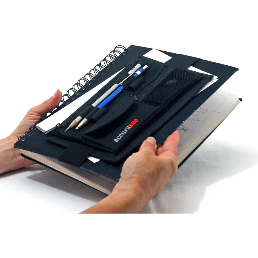 Accurasee Caddie à croquis pour artiste - Porte-approvisionnement artistique avec fixation à bande élastique pour portefeuille carnet de croquis classeur d'art Noteb