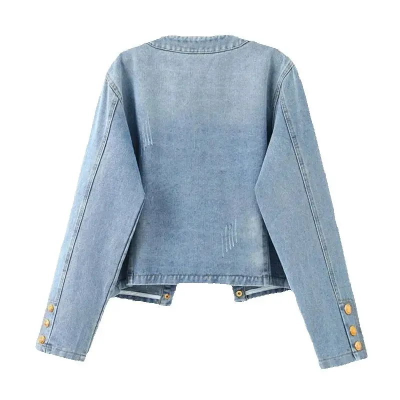

Vintage O-Neck Denim Jacket Women Spring Autumn 2025 New Casual Short Jeans Coat Female Single-Breasted Loose Outerwear T1242