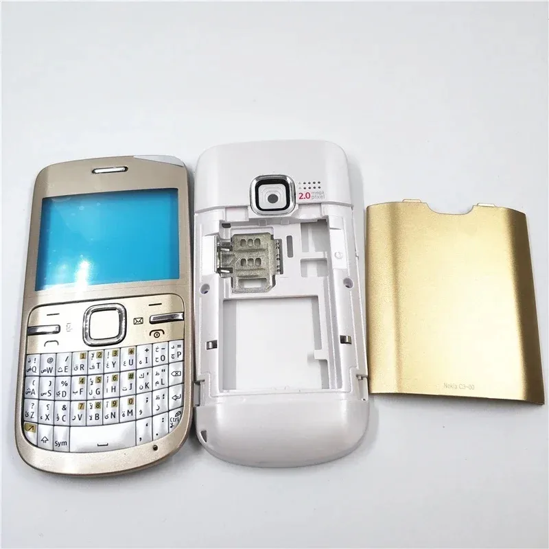 

Full Complete Mobile Phone Housing Cover For Nokia C3 C3-00 Case Replacement Parts English Keypad
