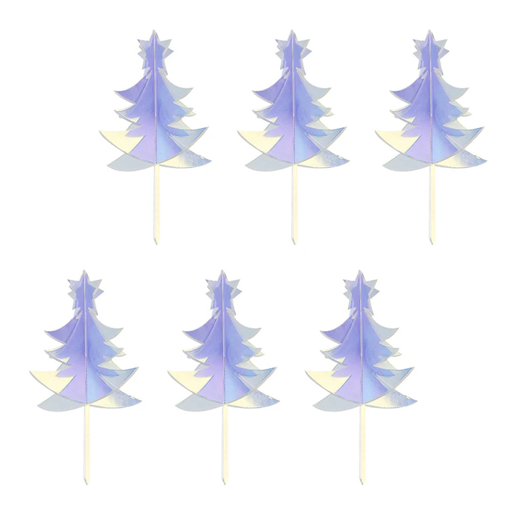 

6Pcs Xmas Cake Toppers Stereo Christmas Tree Shape Reusable Cake Picks for Festival Party Cupcakes and Dessert Decor