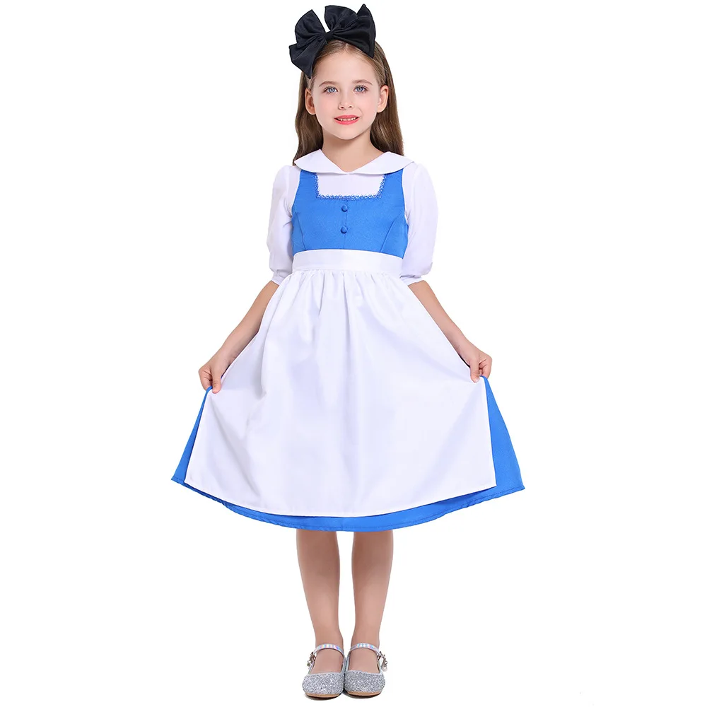 Umorden Alicja w Krainie Czarów Kostium dla dziewczynek Dzieci 4-6Y 8-10Y 10-12Y Niebieska pokojówka Lolita Sukienka Cosplay 2025 Nowa wysoka jakość