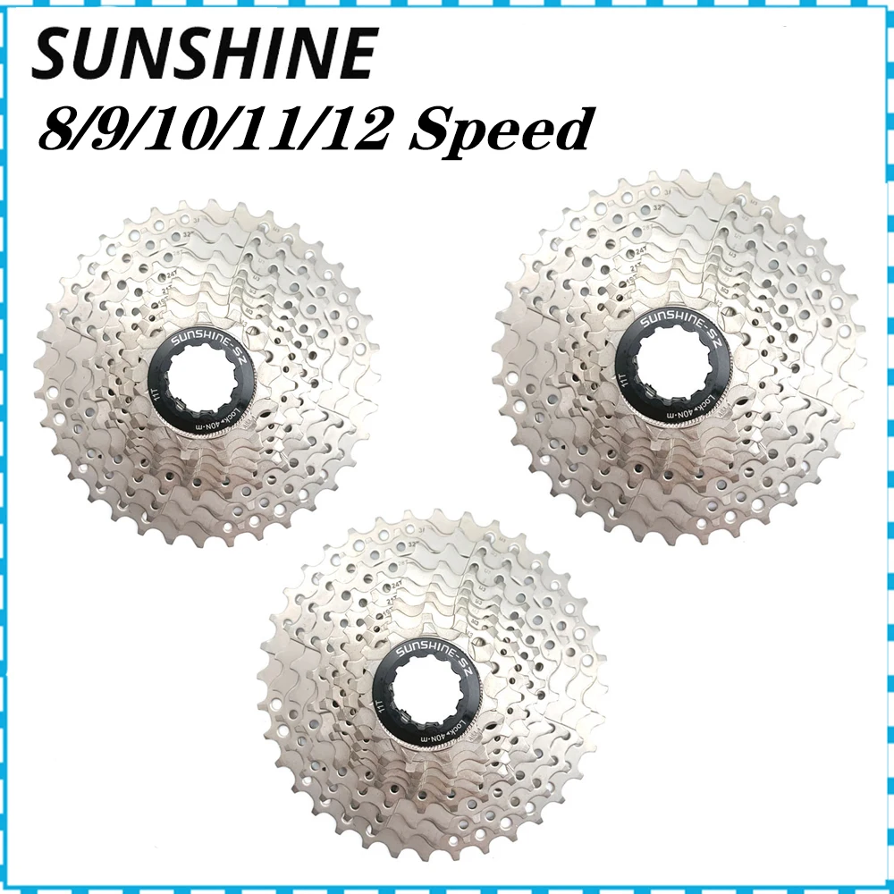 SUNSHINE 8/9/10/11/12 Speed Road Bike Cassette 11V 23T/25T/28T/30T/32T/34T/36T Bicycle Freewheel K7 10S Flywheel for SHIMANO HG