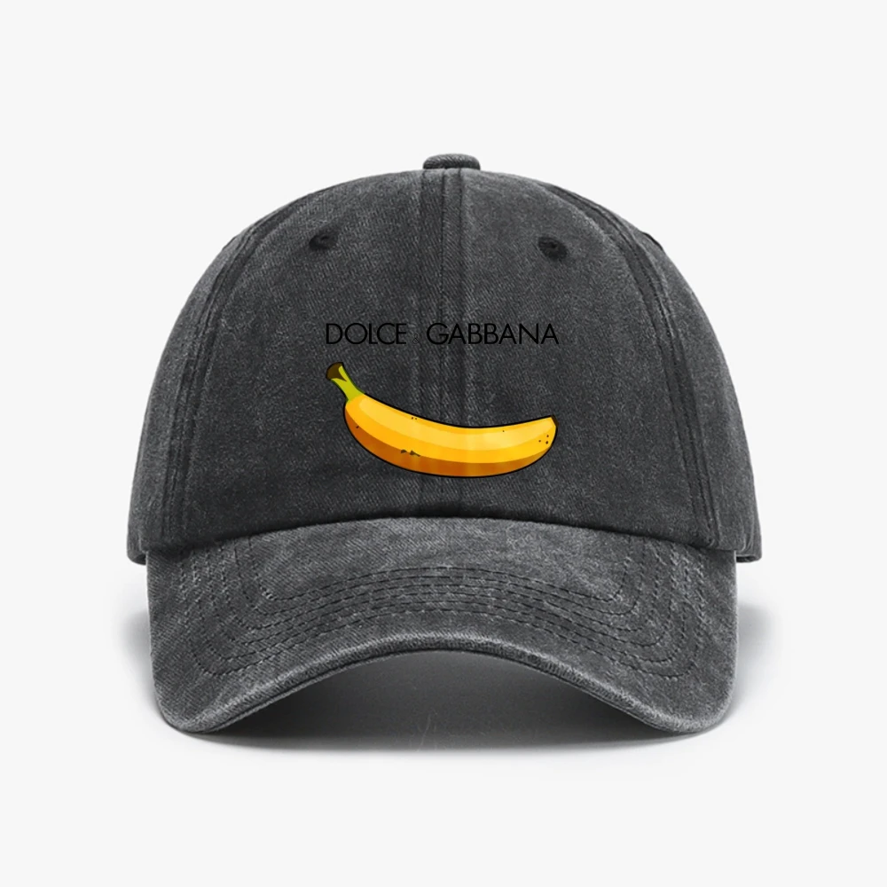 Dolce And Banana Funny Baseball Cap Distressed Denim Washed Hats Cap Casual Outdoor Summer Sunscreen Hat