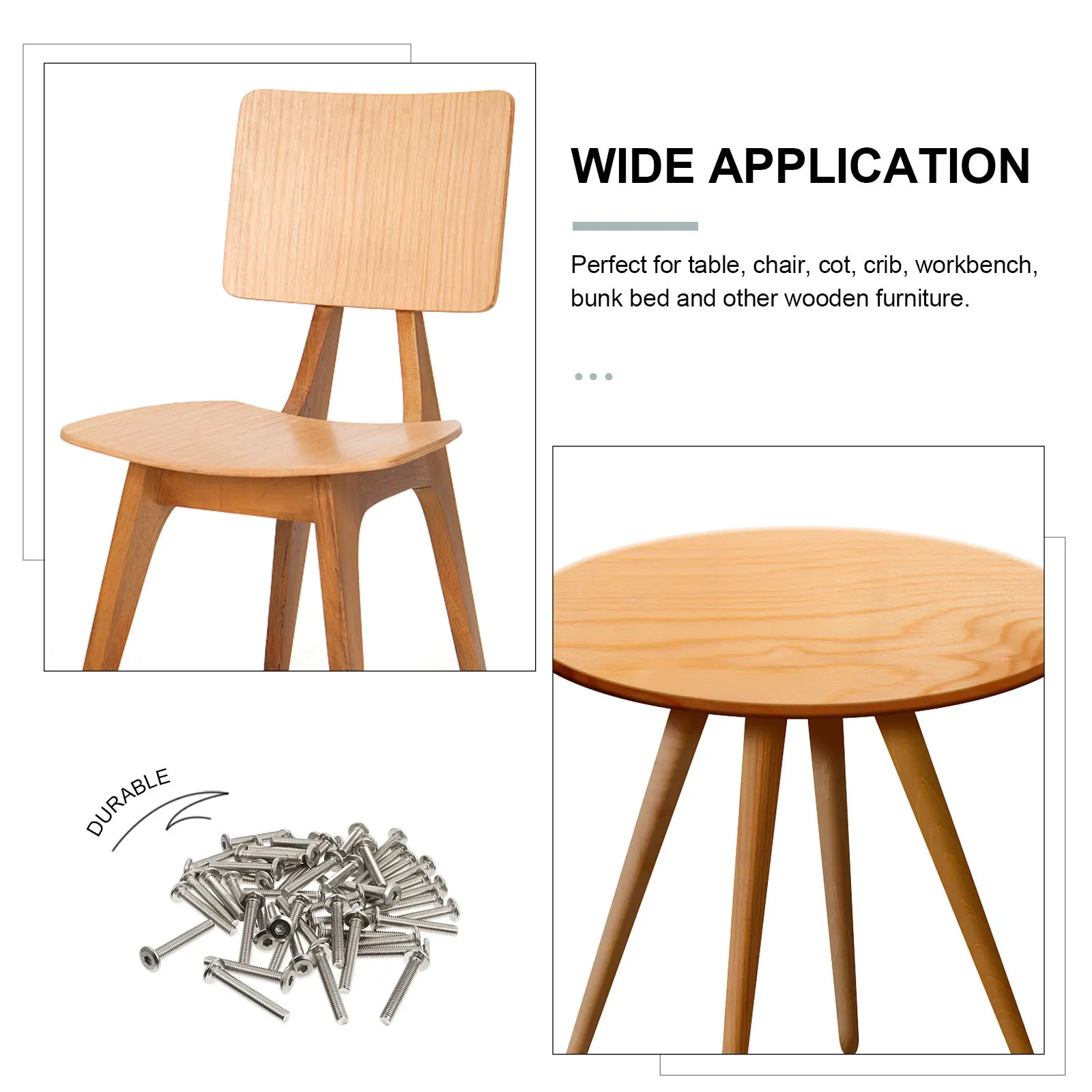 

50Pcs Stainless Steel Hex Socket Screw M6x40 Furniture Threaded Fastener Replacement Bolt for Wooden Furniture Bunk Bed Cot