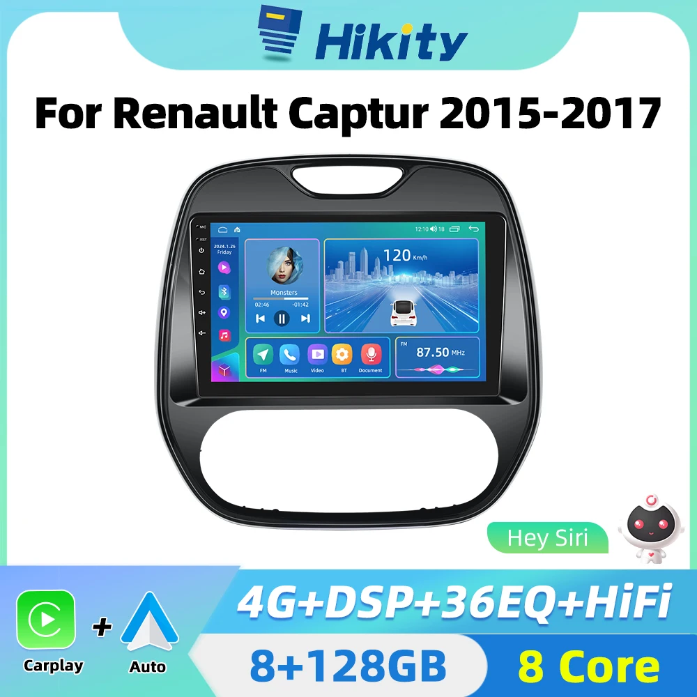 Hikity Android 2 din Car Radio Multimedia Player for Renault Captur 2015-2017 autoradio Carplay GPS Head Unit DSP FM Radio