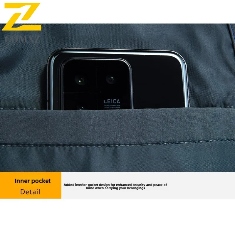 معطف خريفي للرجال من COMXZ متعدد الوظائف وياقة واقفة للأعمال سترة واقية خفيفة غير رسمية بتصميم لون نقي ملابس خارجية خفيفة الوزن