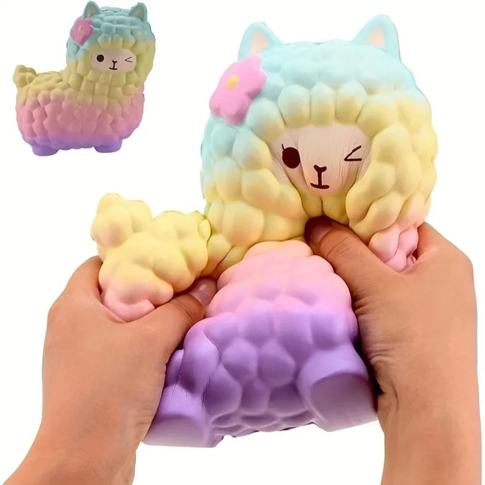 Jumbo Squishy arc-en-ciel Jumbo mouton alpaga Squishies lente augmentation presser charmes Kawaii soulagement du stress jouets animaux pour enfants adultes