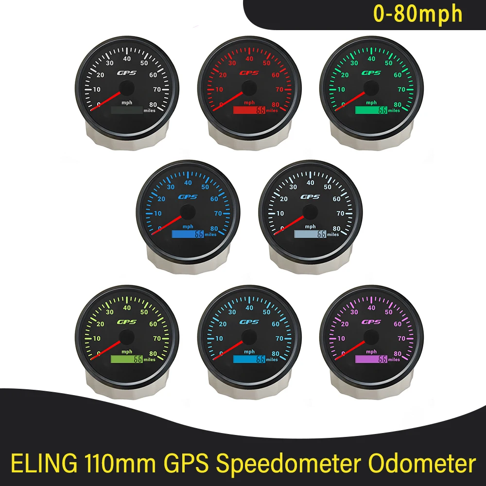 

Newest 110MM GPS Speedometer Odometer 0-80MPH 0-120MPH 0-160mph with 7 Color Backlights for Truck Boat Car Universal 12V 24V