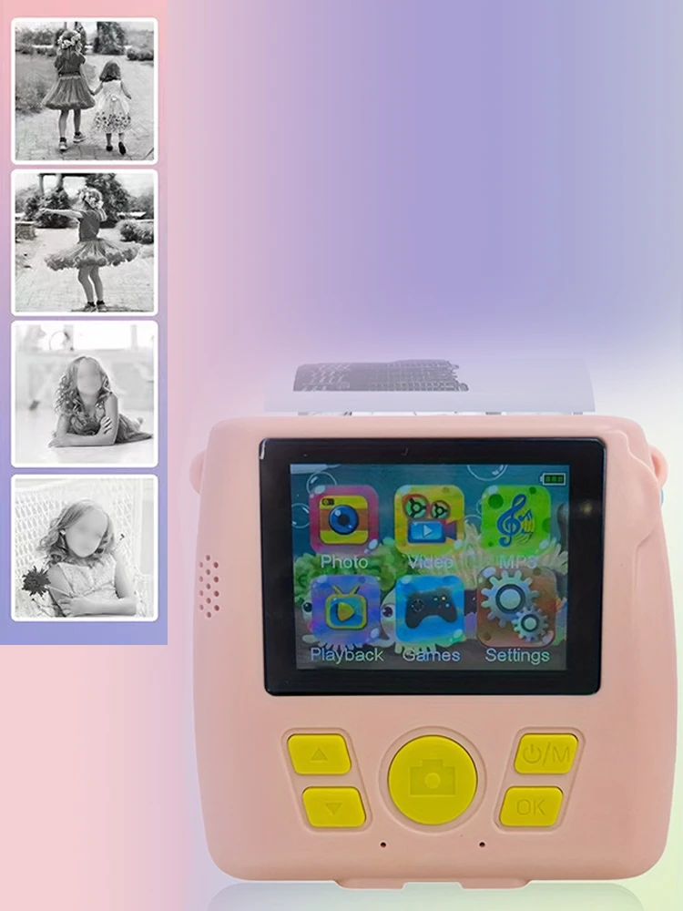 Appareil photo numérique pour enfants 1 pièce, appareil photo à impression instantanée avec papier d'imprimante, appareil photo pour enfants à impression instantanée, appareil photo pour tout-petits avec écran de 2.4 pouces