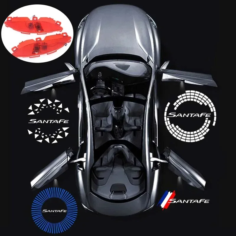 22PCS Ghost Shadow LED Car Door Courtesy Projector Welcome Lamps For Hyundai Santa‑Fe 2013‑2017 Interior Mod Decor Parts