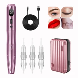 BIOMASER S20 Wireless Tattoo Machine Pen with srew needles Permanent Makeup Eyeliner Lip Tool Micro Pigmentation Semi Permanent