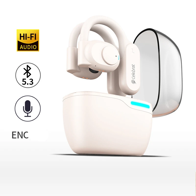 12Hours Play Time ENC Noise Cancellation Earphone Bone Conduction TWS Wireless Bluetooth 5.3 Earbuds Waterproof Sports Headphone