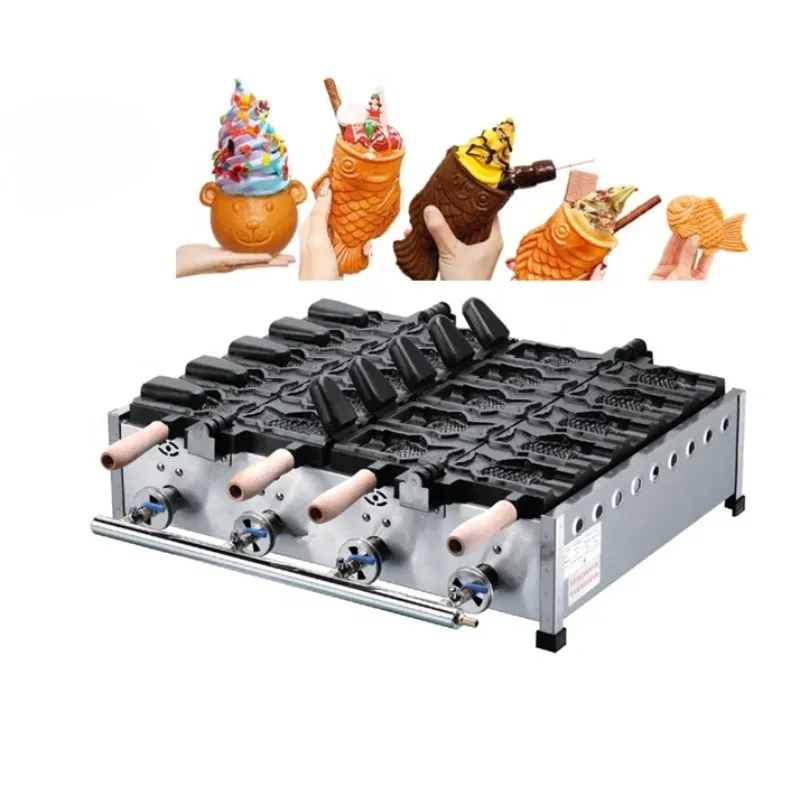 Commercial Big Open Fish Egg Cake Ice Cream Gas Electric Taiyaki Making Machine