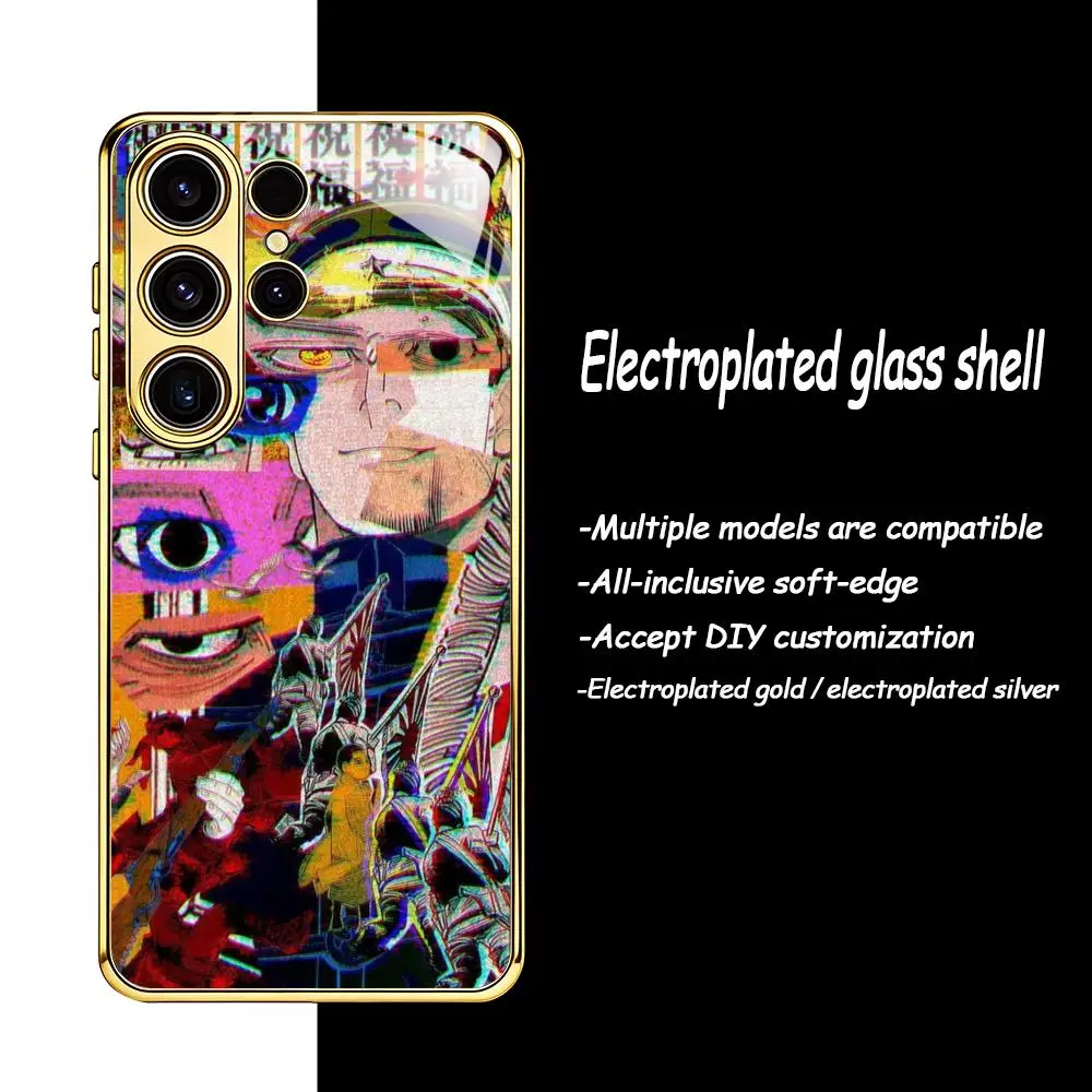 anime GOLDEN KAMUY Phone Case For Samsung S26 S25 S24 S23 S22 S21 Plus Ultra FE Edge Electroplated glass view 5