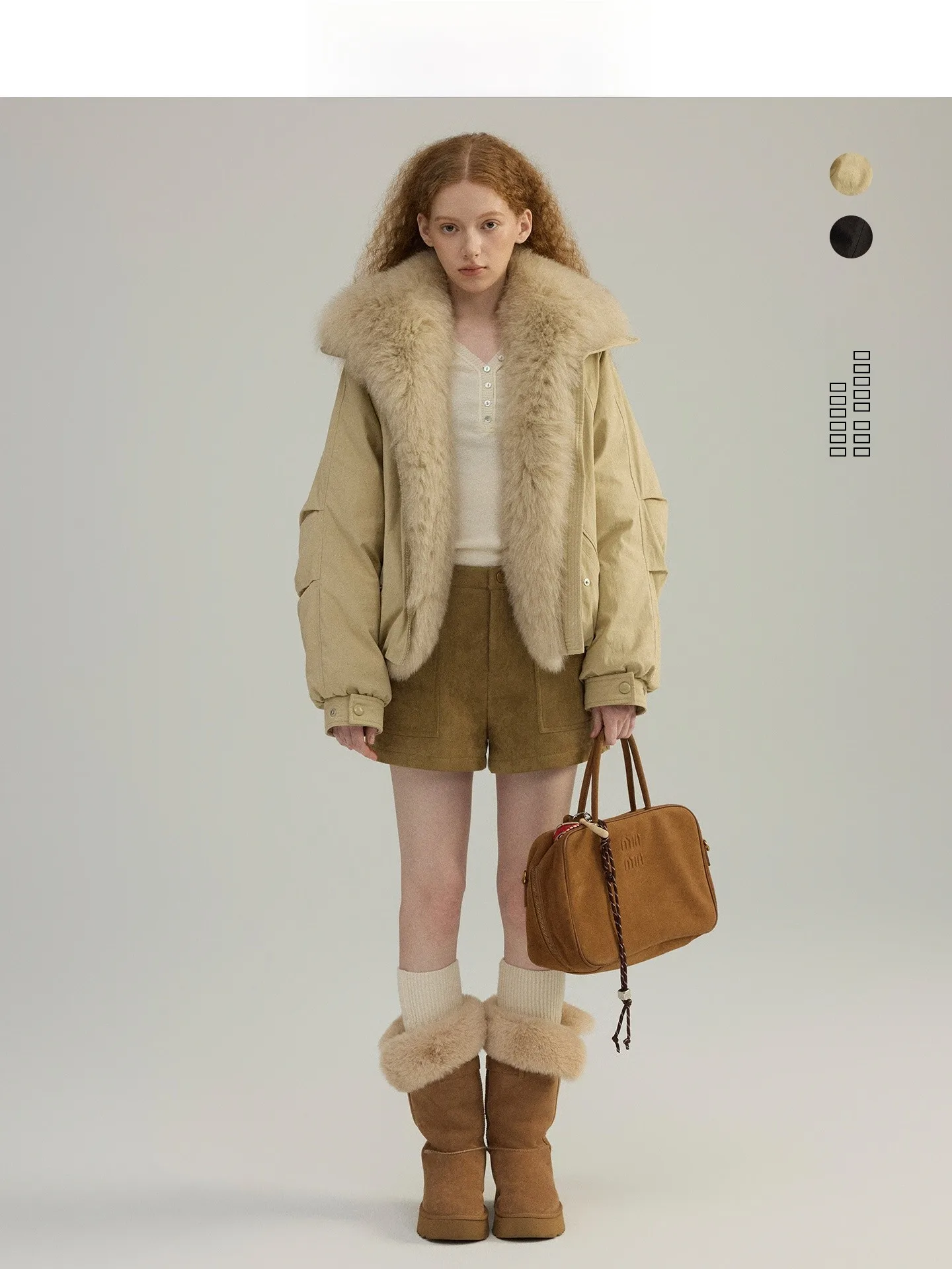 

Thi down Jaet Women's 90 White Du down Puffer Coat Large Fur Collar Casual Sle Long Sve Mid-Length Outerwear