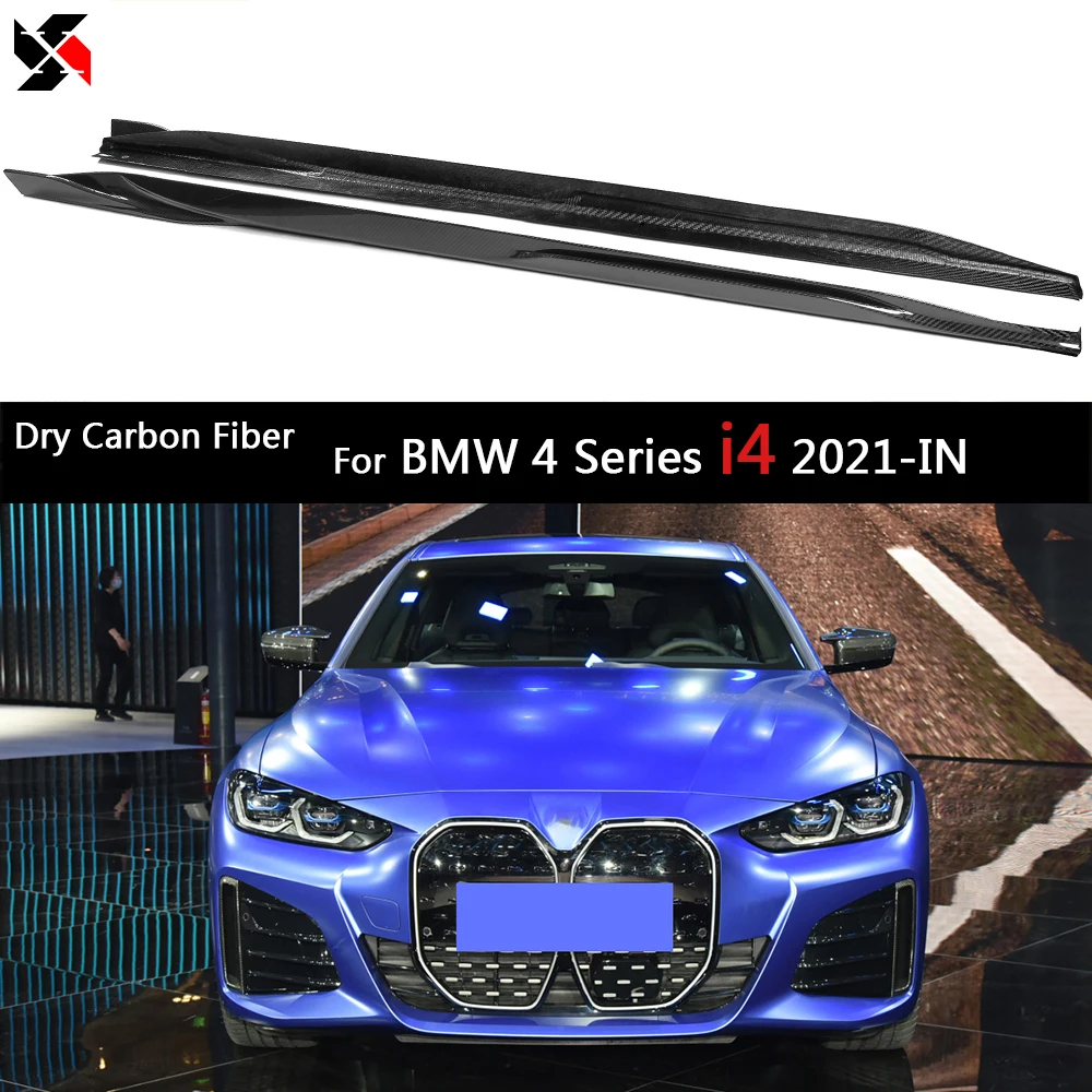 Side Sills Gloss For BMW 4 Series Electric Sedan i4 eDrive40 M50 2021-IN 1Pair Dry Carbon Side Skirt Replacement Car Accessories