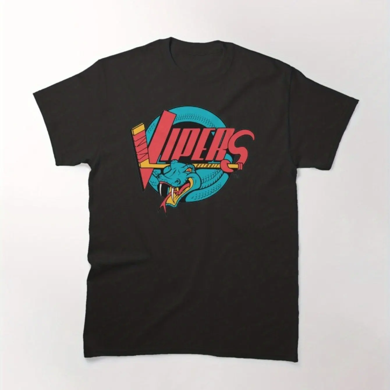 Men's Detroit Vipers Retro Hockey Jersey T-Shirt - Nostalgic Team Logo Print T-Shirt, Loose Fit Fan Apparel  mens t shirts