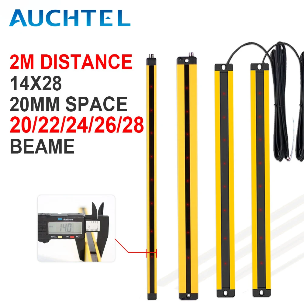 

AUCHTEL 14X28 Safety Light Curtains RC2020-2028 0.2-2m Detecting Distance Super Thin Grating Device Protector for Narrow Space