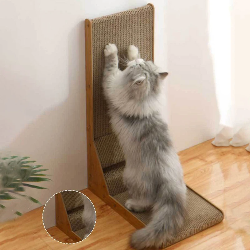 Cat Scratching Board Detachable L-shaped Corrugated Paper Cat Scraper Durable Cat Training Grinding Claw Toy Furniture Protector