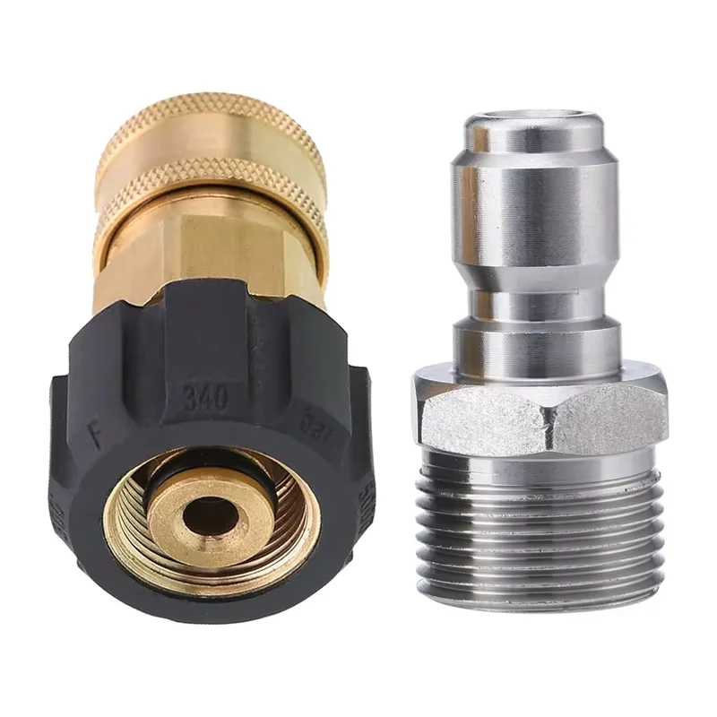 Pressure Washer Adapter Set M22 to 3/8'' inch Quick Connect Kit for Pressure Washer Hose M22 14mm/15mm to M22 Metric Fitting