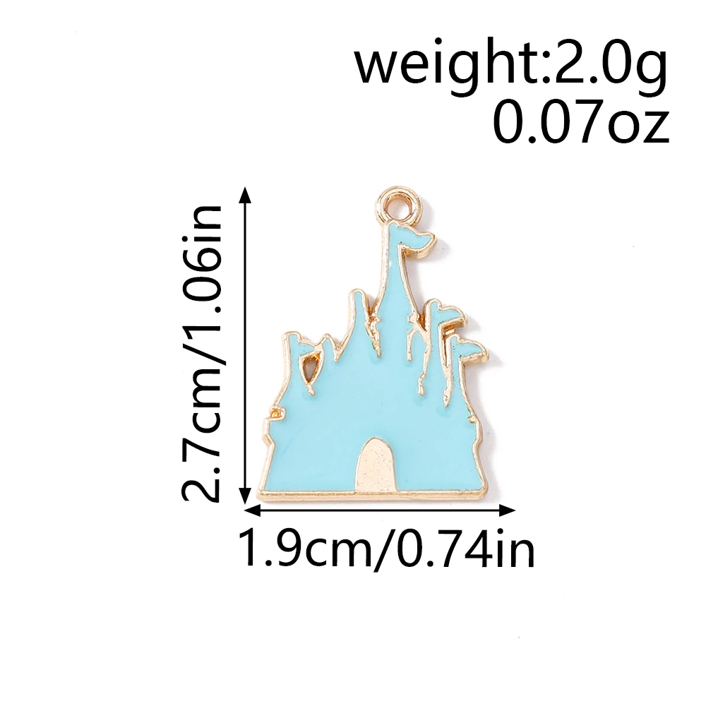 Leslie 10pcs 19x27mm Enamel Metal Prince Princess Castle Charms Pendants for Earrings Keychain Jewelry Making Diy Accessories
