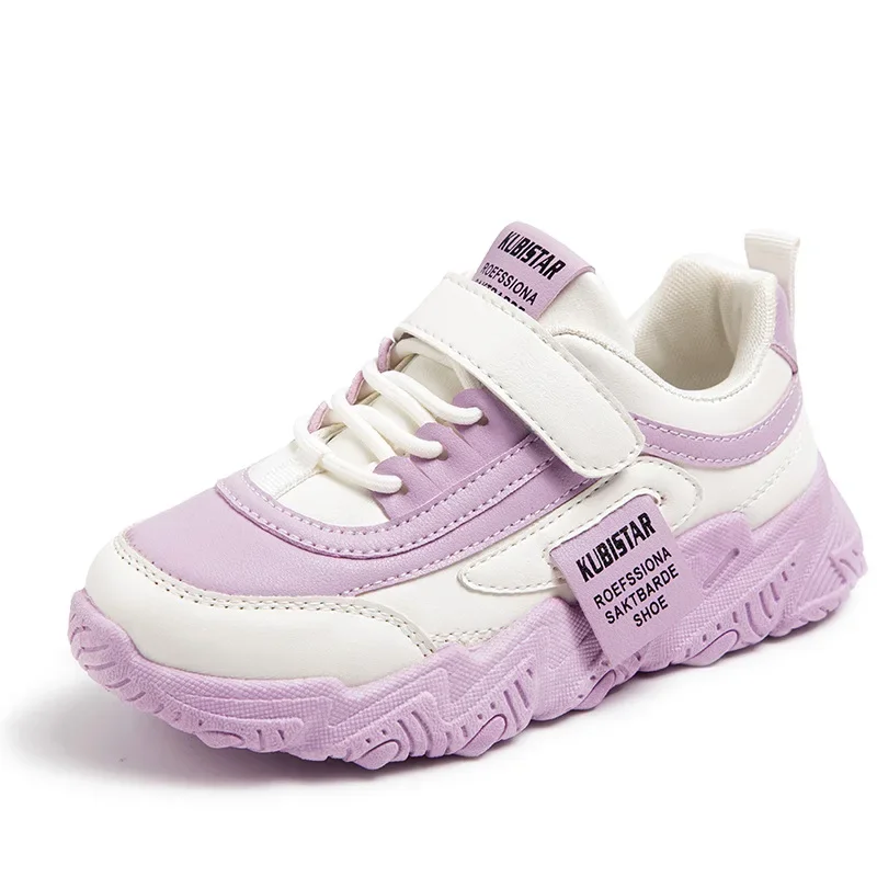 Spring New Kids Sneakers shoes 2023 PU Girls Casual Mesh Solid Pink Light Boys White Hook & Loop Children Non-slip Sports Shoe