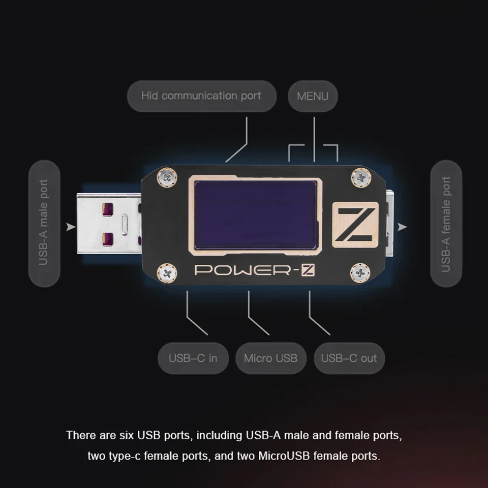 POWER-Z ポータブルUSB-C電圧テスター デジタルパワーメーター KM003C