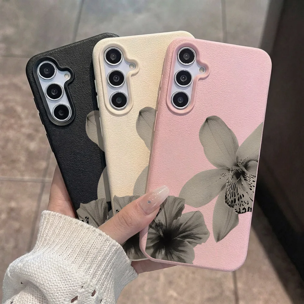 Luxury Lily Flower Phone Case For Samsung Galaxy S26 Ultra S25 S24 FE S23 A57 A56 A55 A54 A53 A37 A36 A35 A17 A16 Lichee Cover
