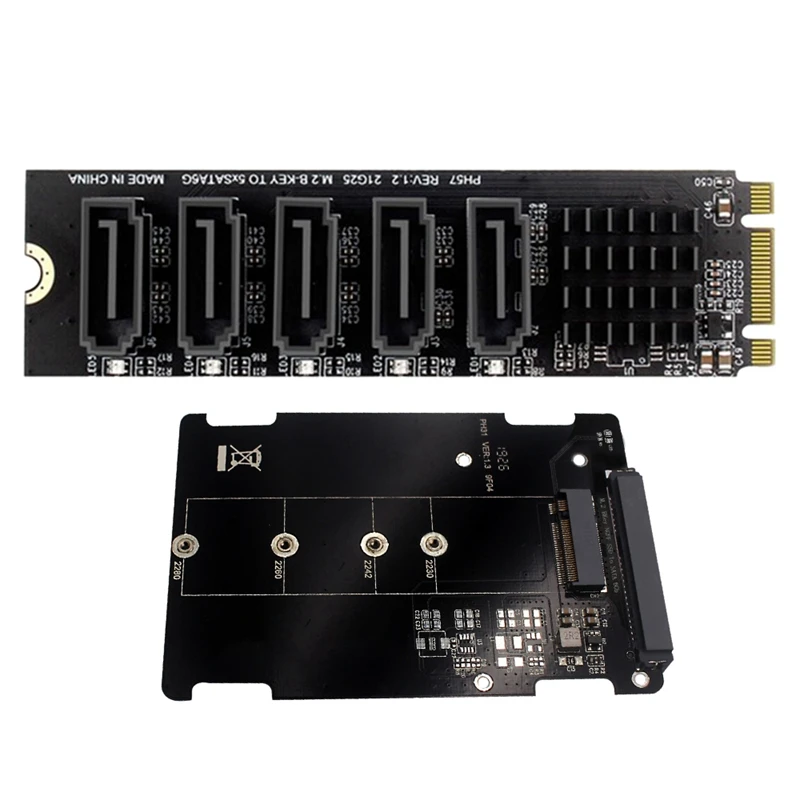 Top-M.2 SATA To SATA 3 5 Port +M.2 NGFF Single Power Supply Bare Board Conversion To SATA 2.5-Port Sata Expansion Card