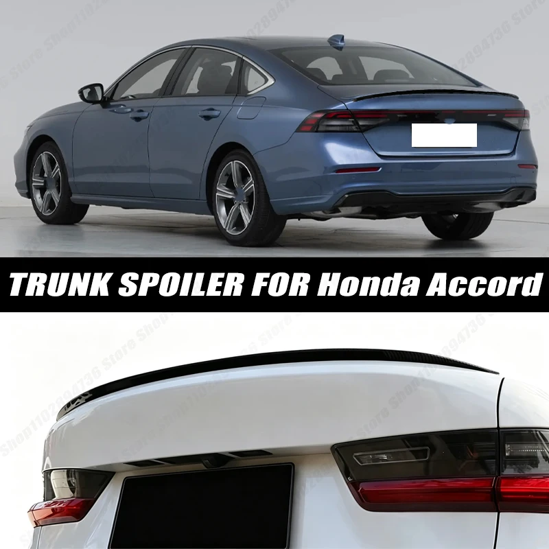 120CM Glossy Black Soft Rubber Universal Rear Trunk Spoiler 5D Carbon Look Tail Wing Fit For Honda Accord Sedan Car Accessories