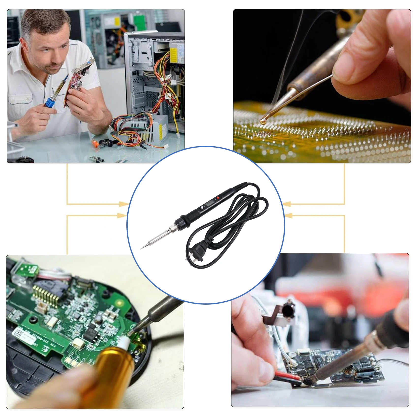 ABMS-80W Digital Soldering Iron Kit LCD Display Adjustable Welding Solder Tin With Iron Tips Repair Tools US PLUG
