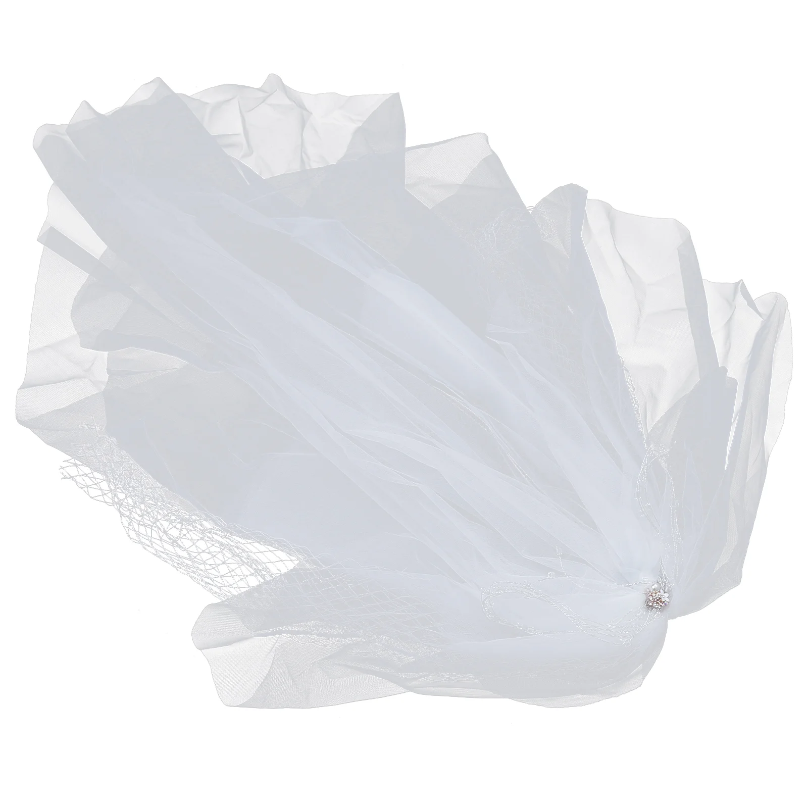 

Veil Attractive Bow Fluffy Short Tie Unique Wedding Hair Accessory Tulle for Women Cloth White Bridal