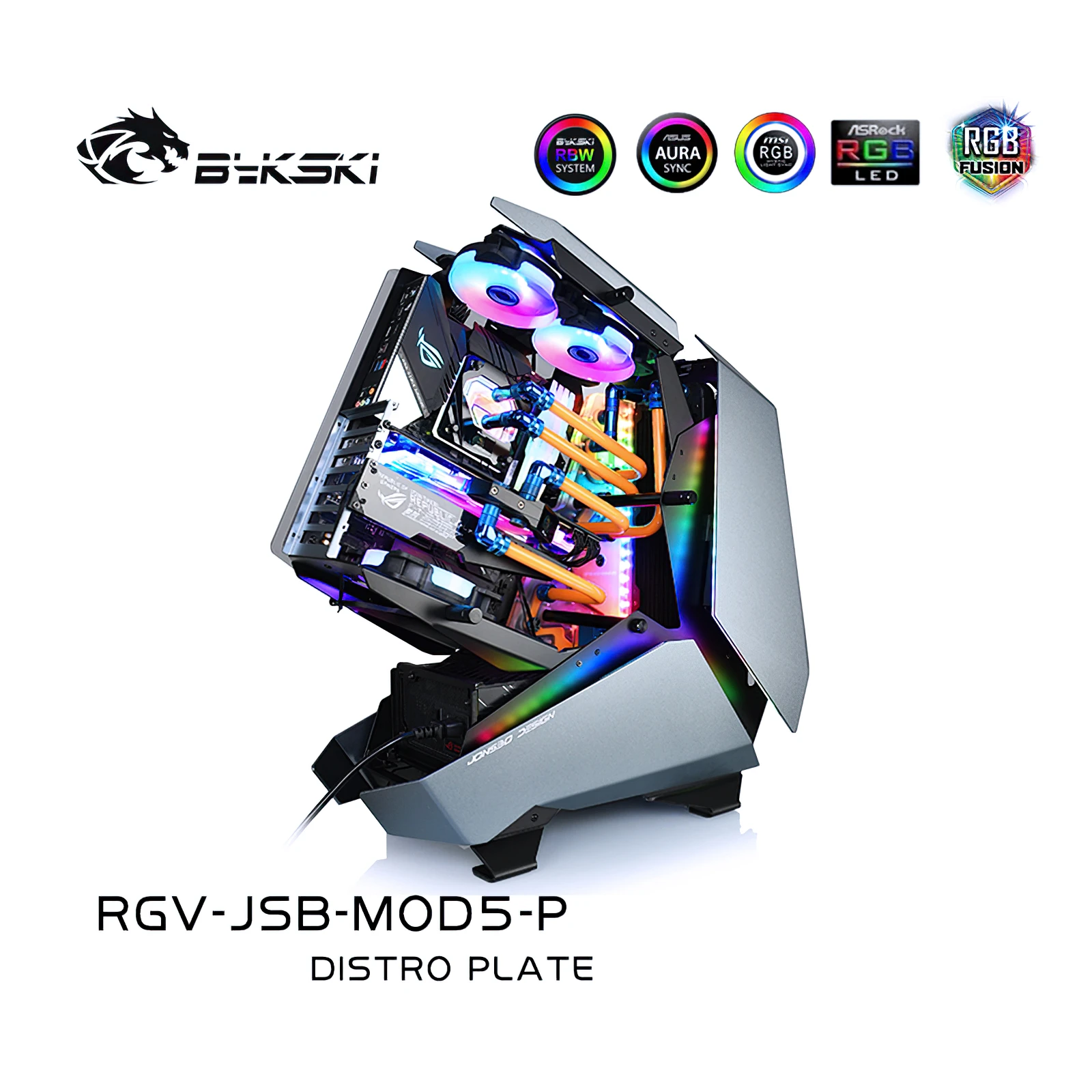 Imagem -03 - Bykski Rgb Água Refrigeração Distro Placa Reservatório Jonsbo Mod5 Chassis Case Rgv-jsb-mod5-p